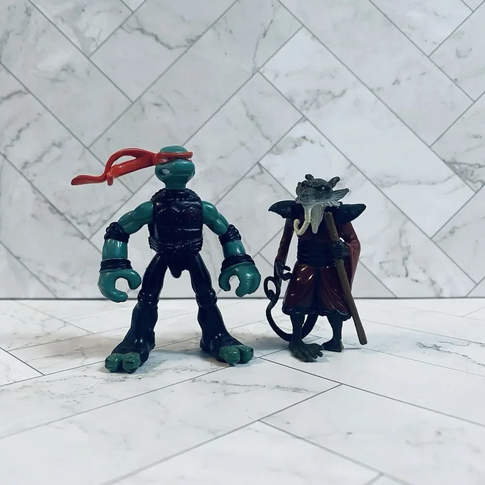 Vintage 2007 Splinter & Raphael Mini Mutant Ninja Turtle Action Figures Only